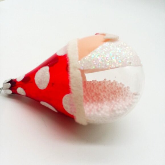 Christmas Ornament Glass Santa VTG Bulb Globe Filled Balls Glitter Holiday Decor - Picture 2 of 4